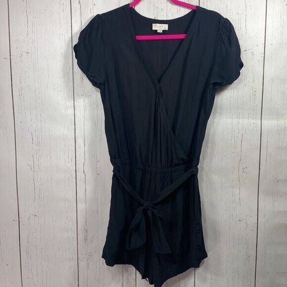 Loft Womens Black Beachy Short Sleeve Tie Romper - Picture 5 of 14